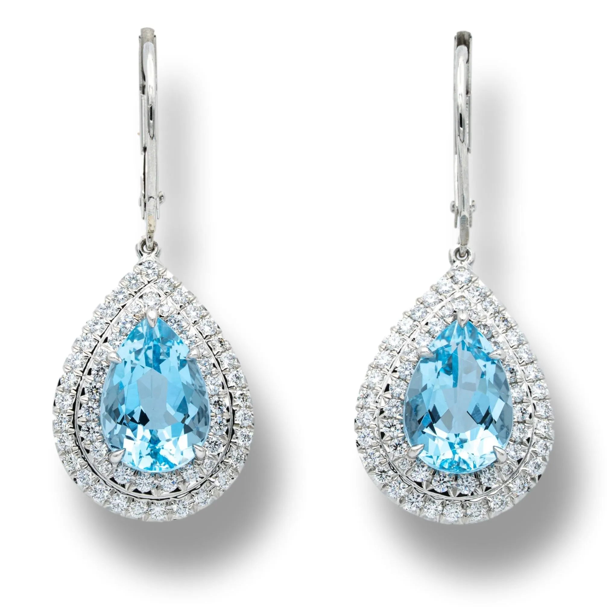 Tiffany & Co. Soleste 3 ct Aquamarine and Diamond Drop Earrings in Platinum