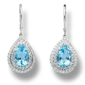 Tiffany & Co. Soleste 3 ct Aquamarine and Diamond Drop Earrings in Platinum