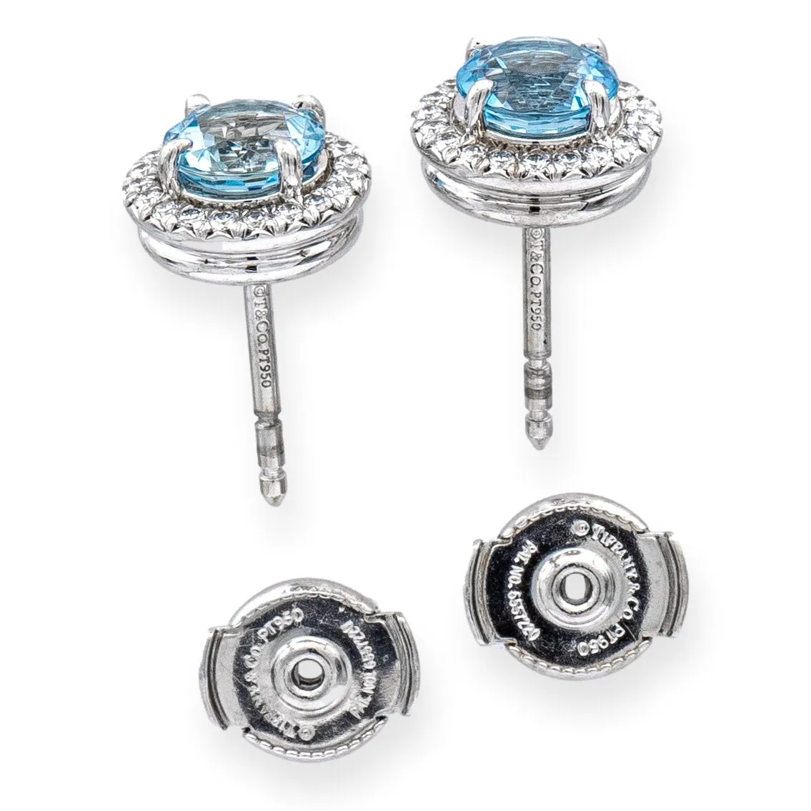 Tiffany & Co. Soleste Platinum Aquamarine and Diamond Stud Earrings