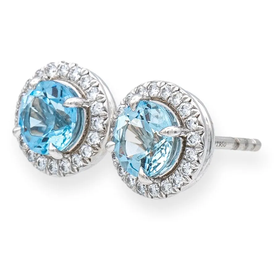 Tiffany & Co. Soleste Platinum Aquamarine and Diamond Stud Earrings