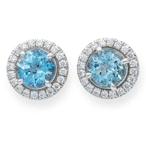 Tiffany & Co. Soleste Platinum Aquamarine and Diamond Stud Earrings
