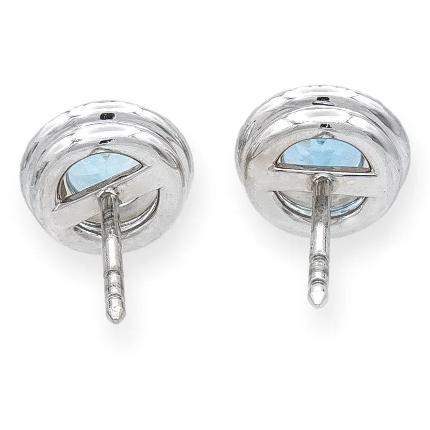 Tiffany & Co. Soleste Platinum Aquamarine and Diamond Stud Earrings