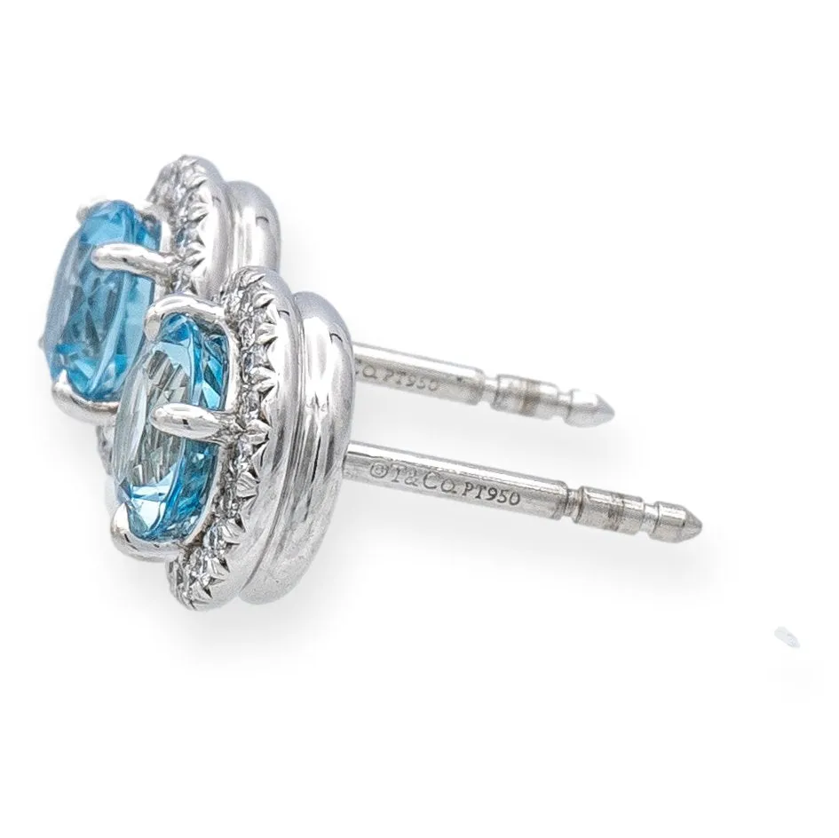 Tiffany & Co. Soleste Platinum Aquamarine and Diamond Stud Earrings