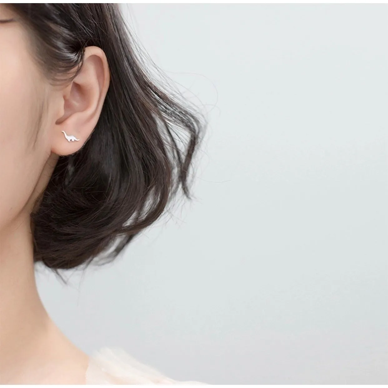 Tiny Brachiosaurus Stud Earrings-SS029