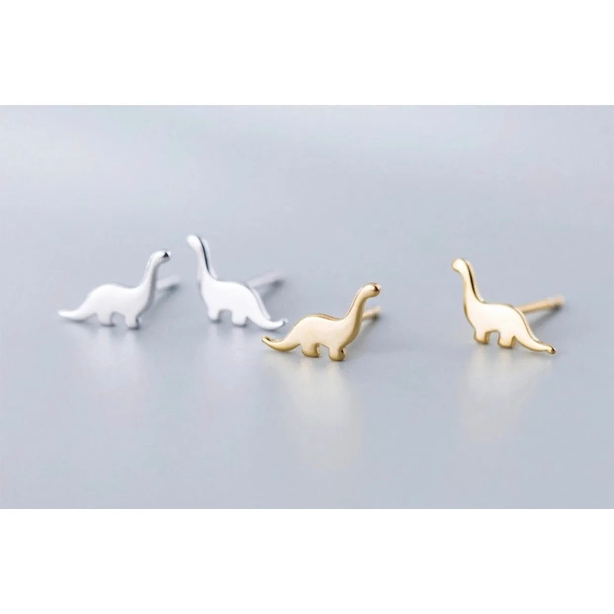 Tiny Brachiosaurus Stud Earrings-SS029