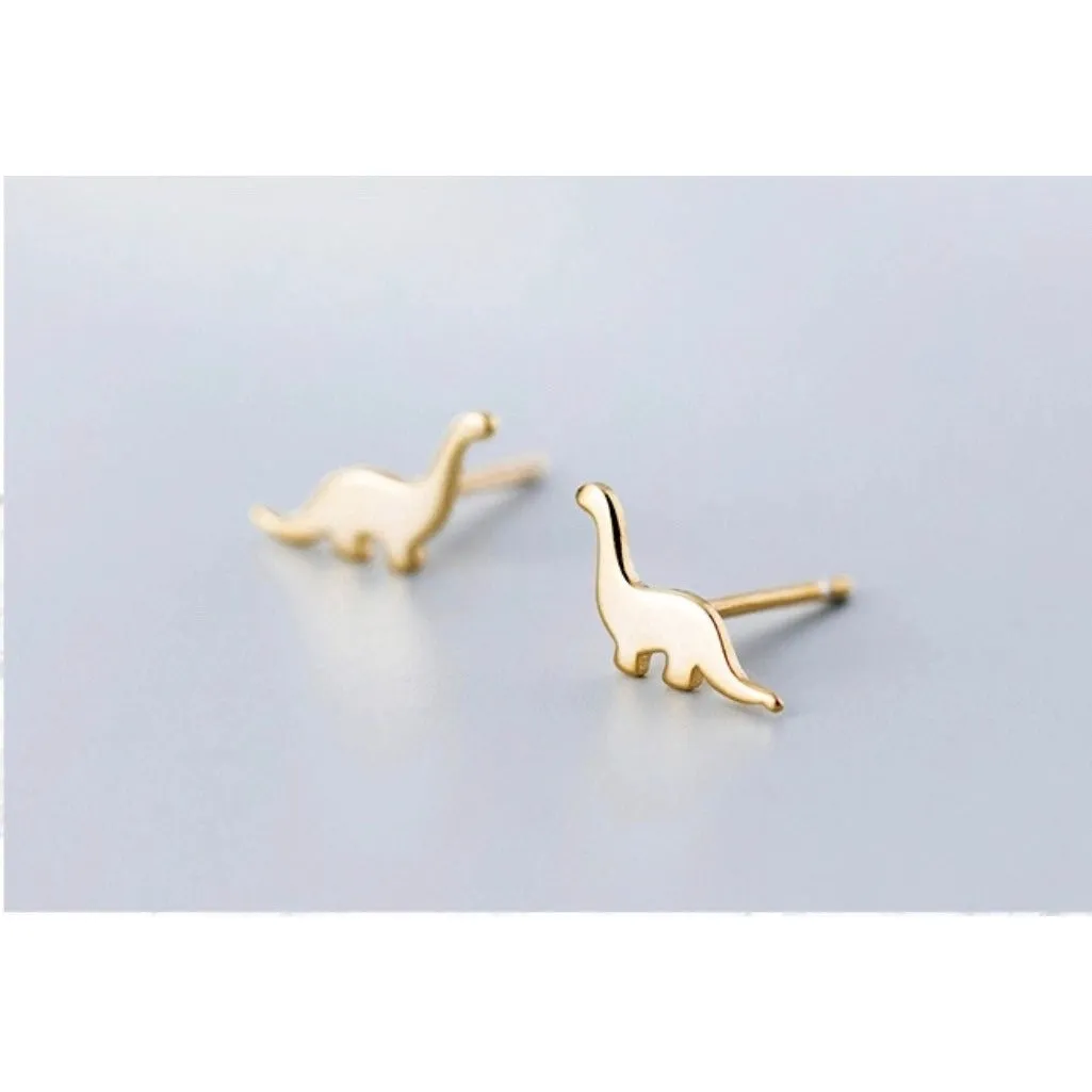Tiny Brachiosaurus Stud Earrings-SS029