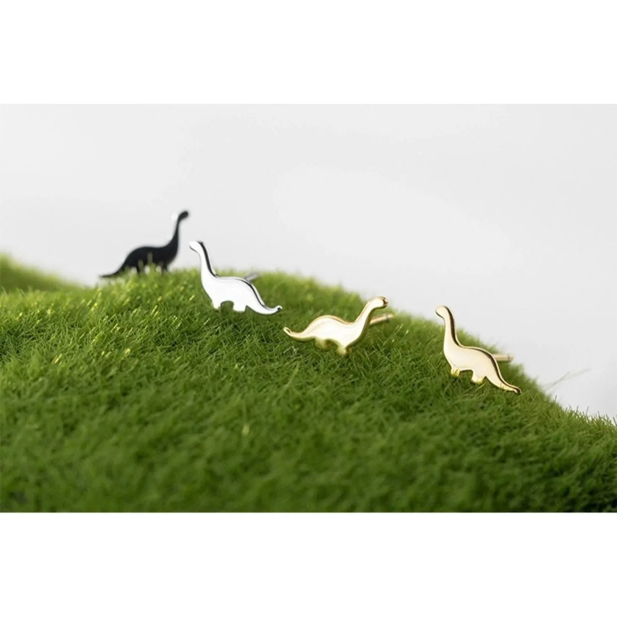 Tiny Brachiosaurus Stud Earrings-SS029