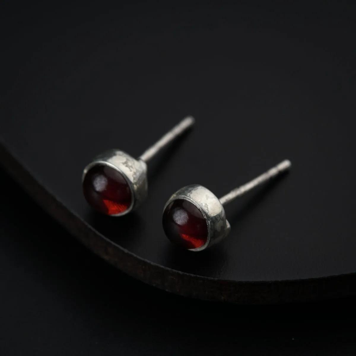Tiny Round Studs with Ruby