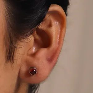 Tiny Round Studs with Ruby