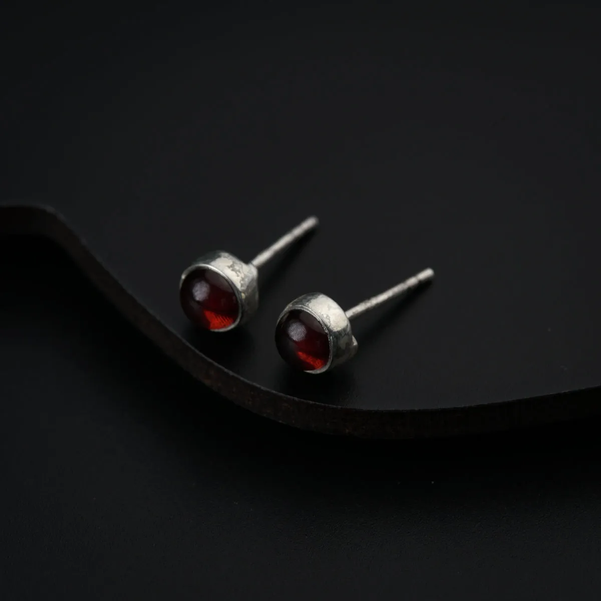 Tiny Round Studs with Ruby