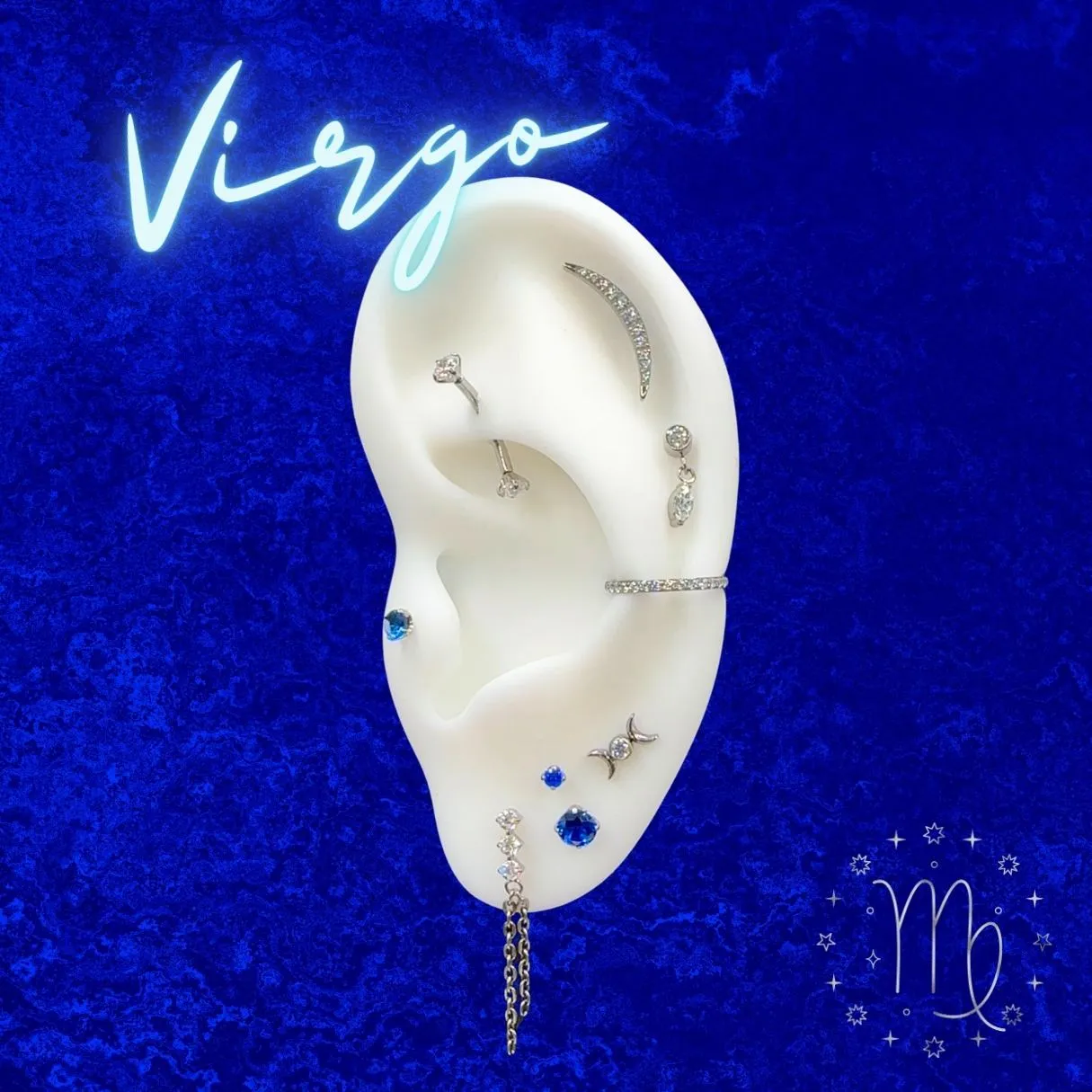 Titanium Threadless CZ Marquis Dangle Flat Back Earring