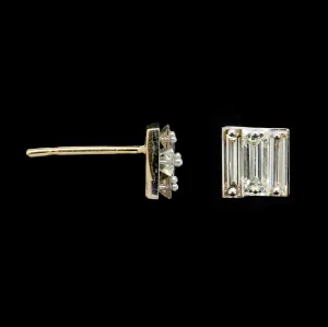 Todd Pownell 14K, 18K Gold and Platinum Estate Diamond Triple Baguette Earrings