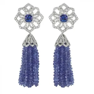 Topkapi Platinum Detachable Diamond Tanzanite Tassel Drop Down Earrings