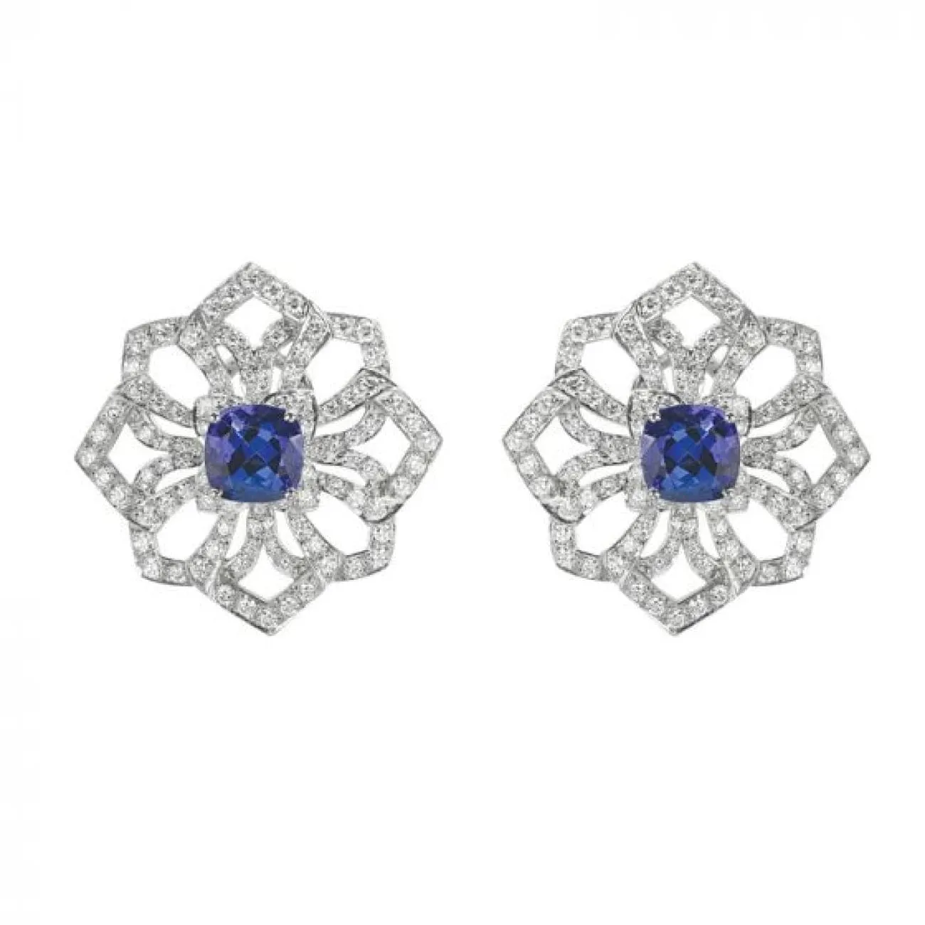 Topkapi Platinum Detachable Diamond Tanzanite Tassel Drop Down Earrings