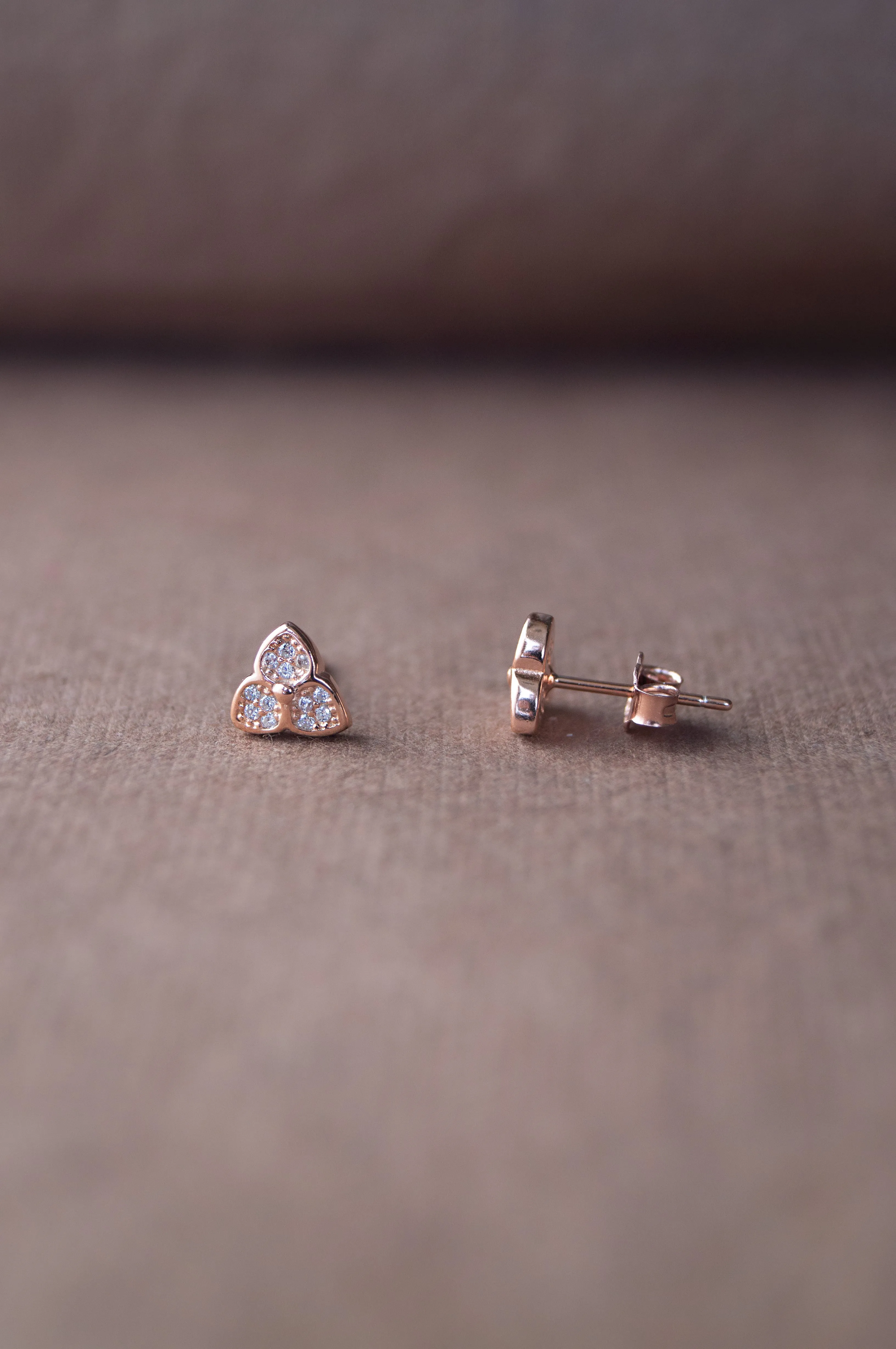 Tri-Petal Flower Sterling Silver Earrings