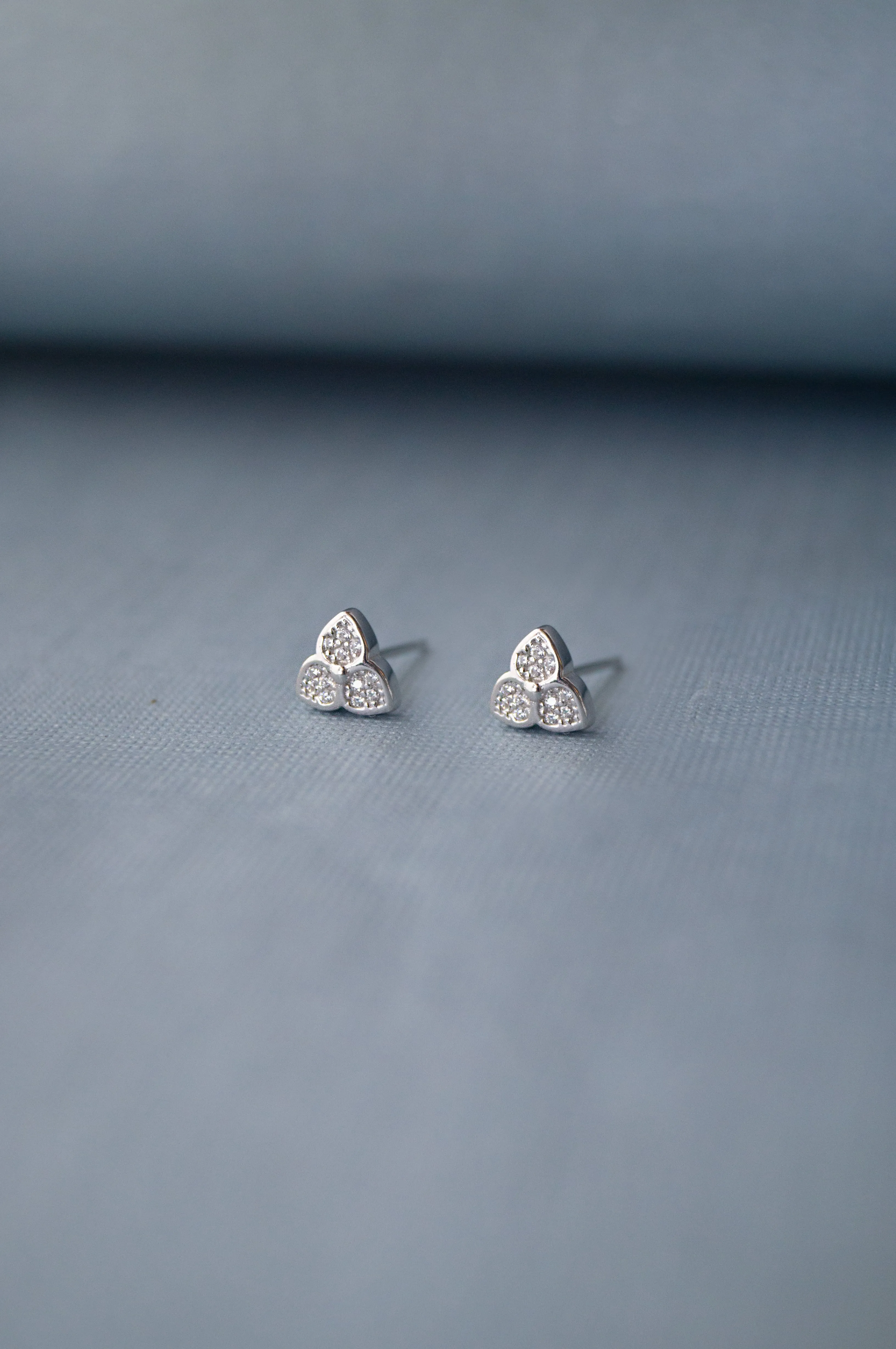 Tri-Petal Flower Sterling Silver Earrings