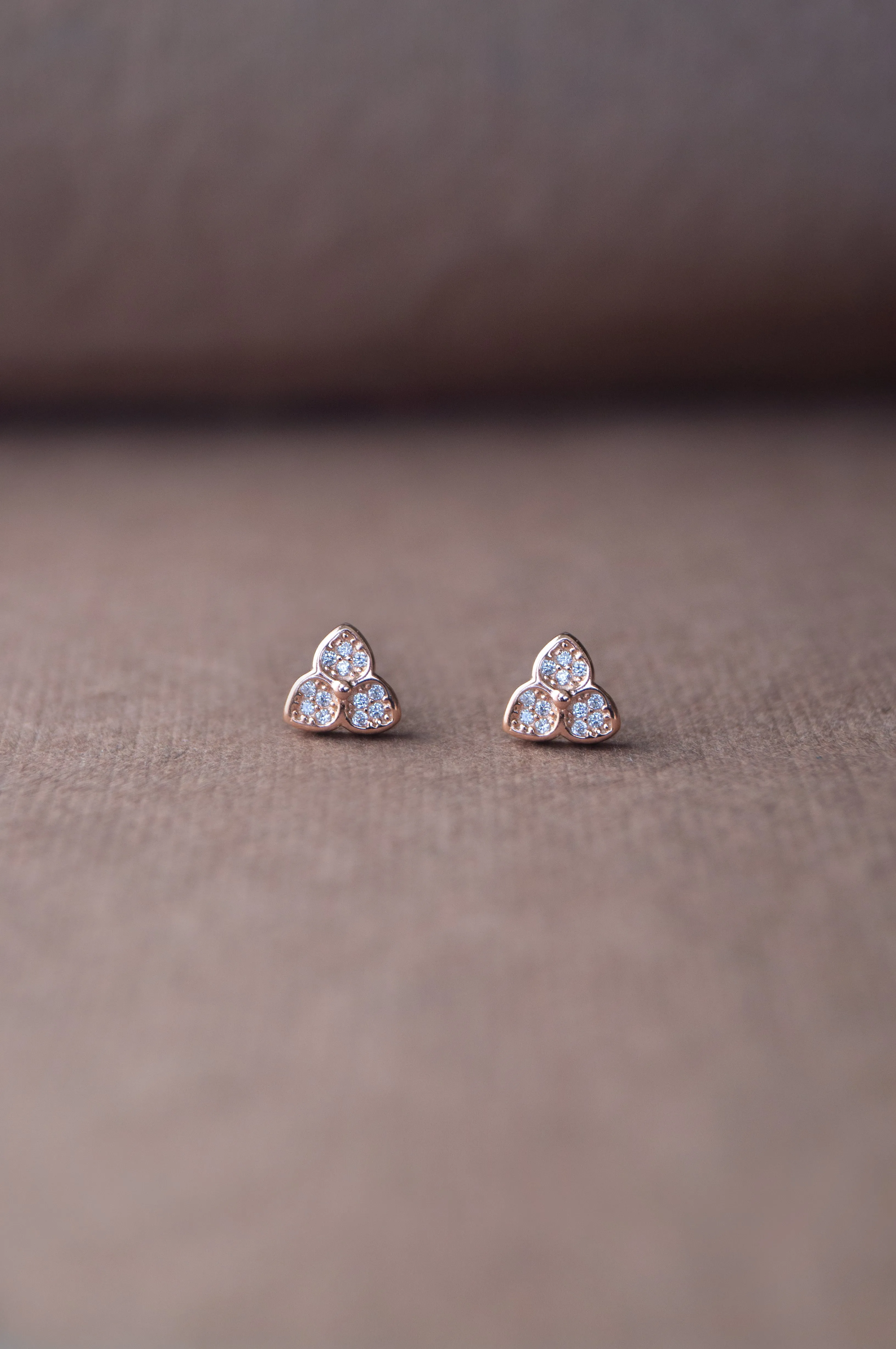 Tri-Petal Flower Sterling Silver Earrings