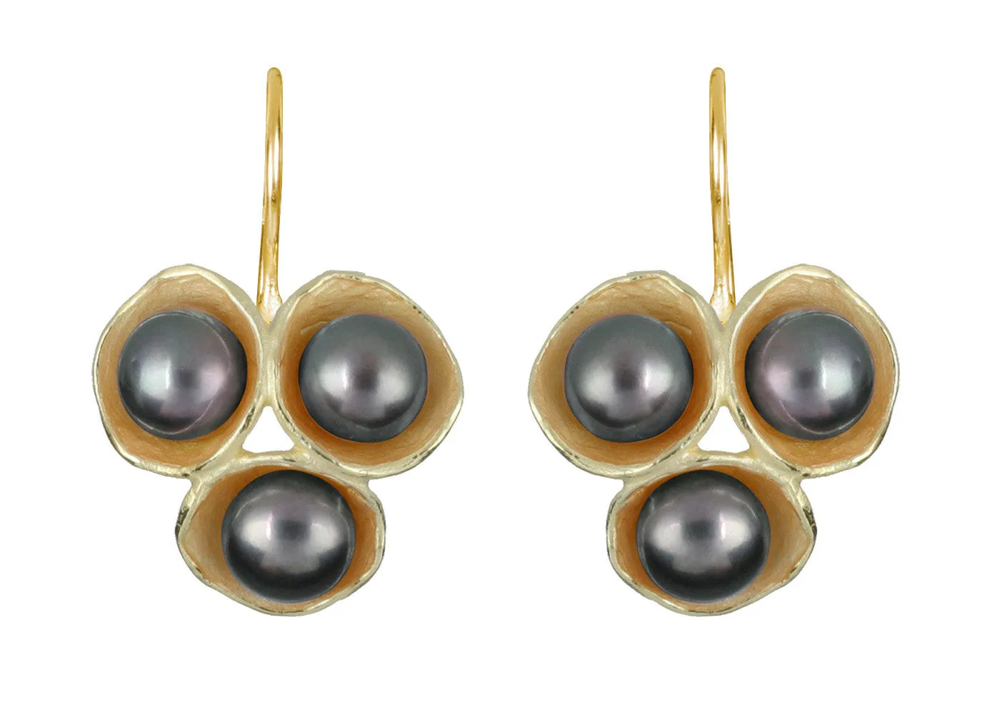 Tri-Pod Pearl Earrings with Hook