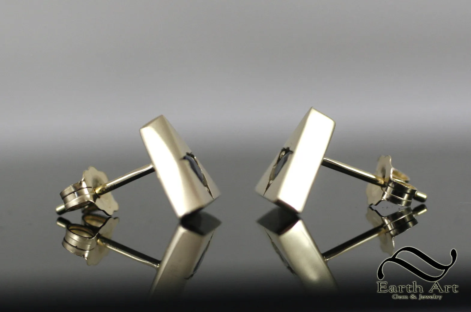 Triforce Earrings - With Blue Sapphire - 10k or 14k white or yellow gold