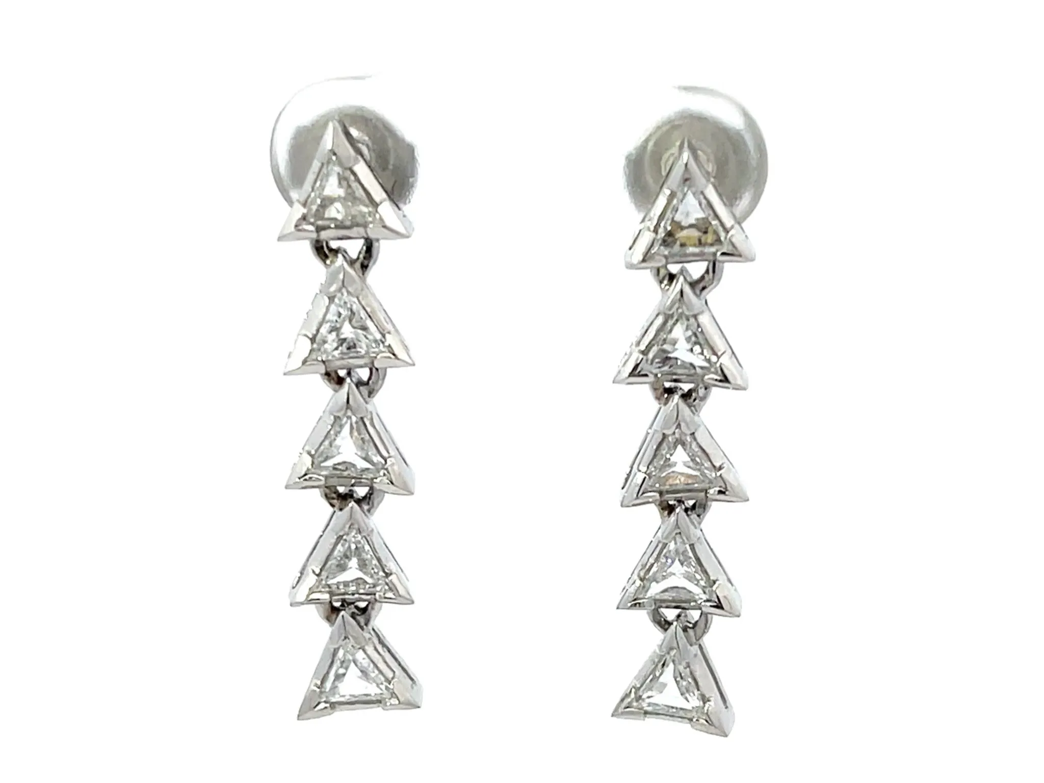Trillion 1.63 ctw Diamond Dangly Earrings In Platinum