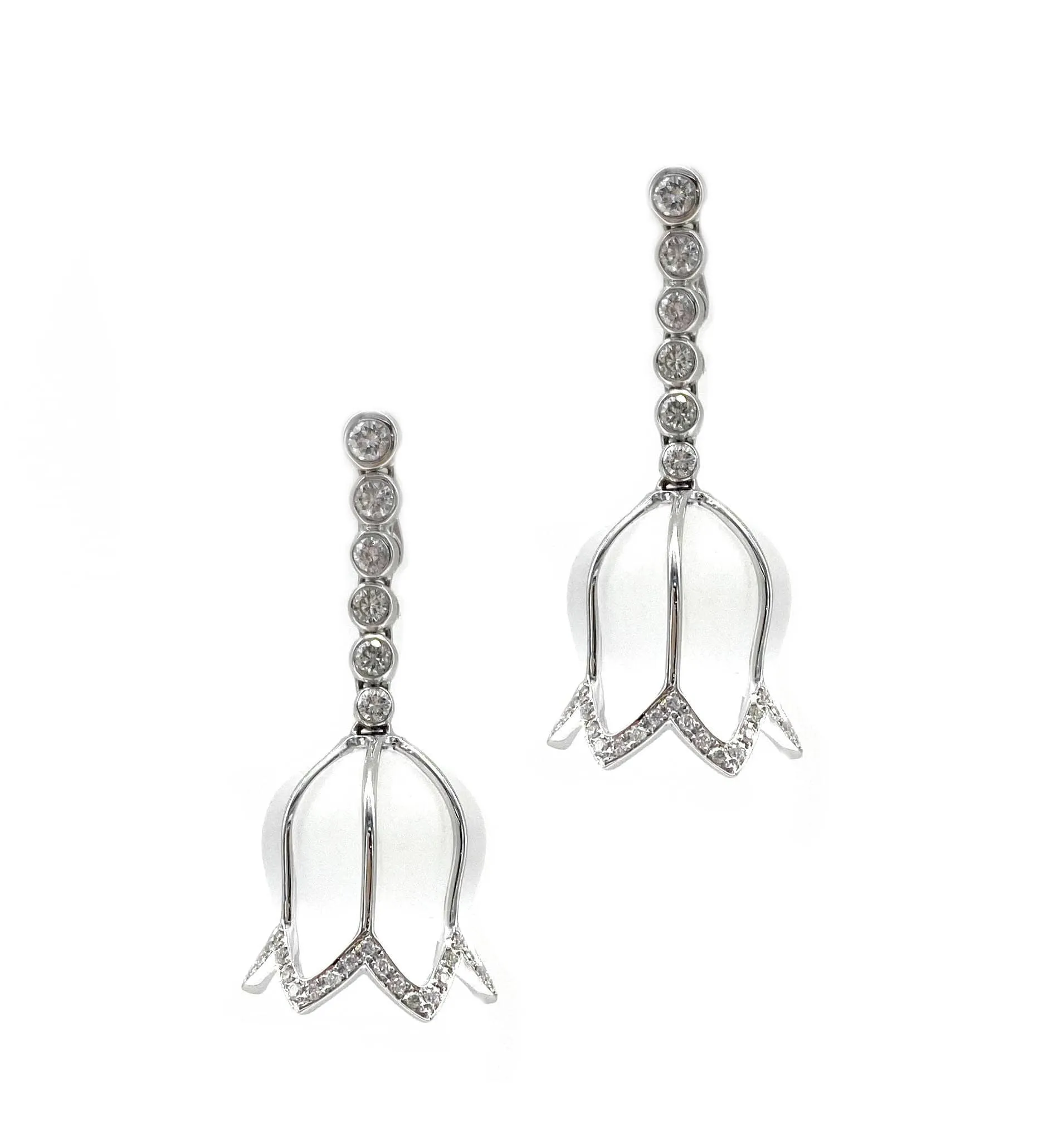 Trinity 18K Contemporary Flower Drop Earrings