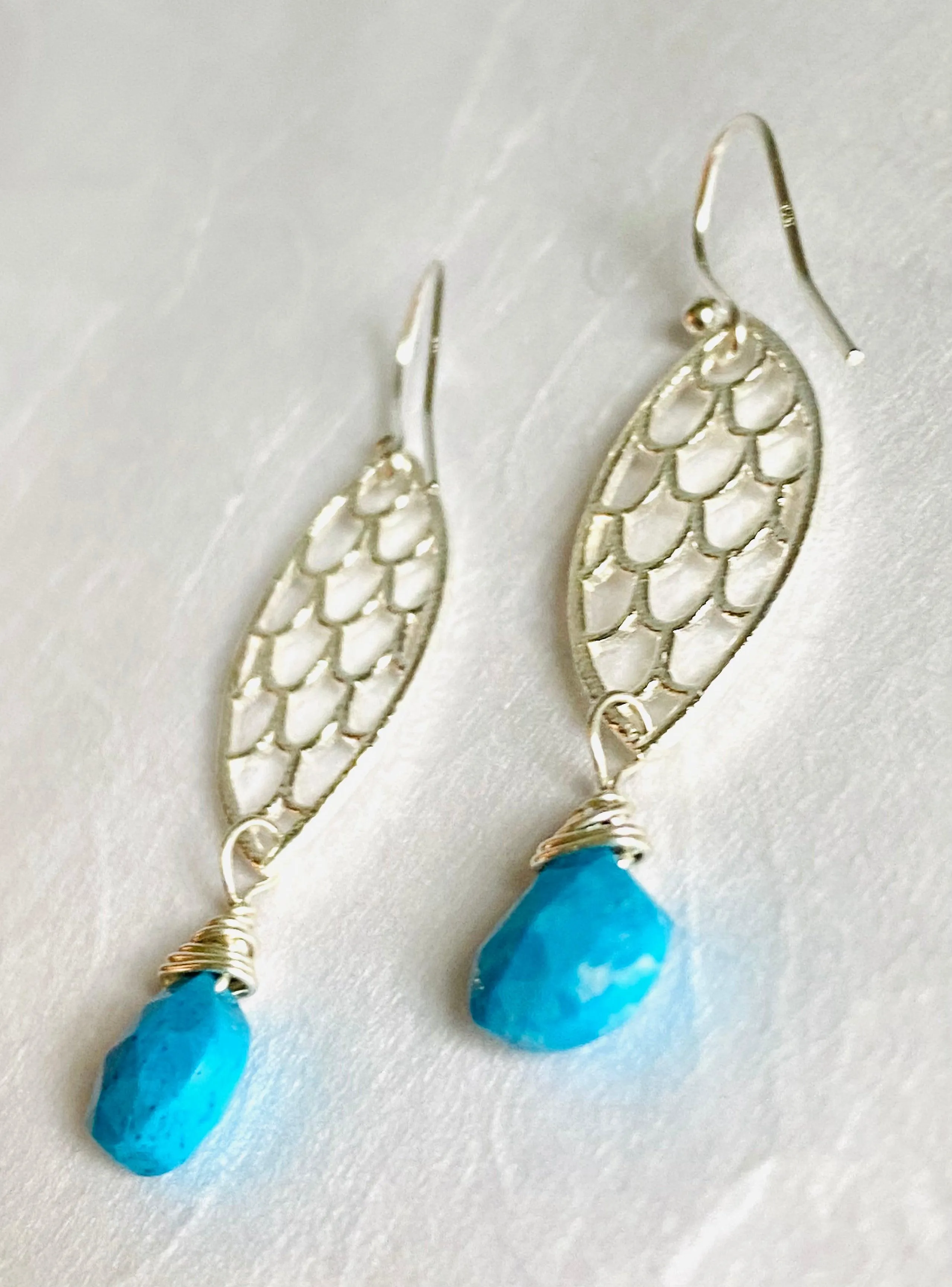 Turquoise Scale Marquise Earrings