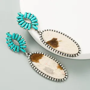 Turquoise White Leopard Leather