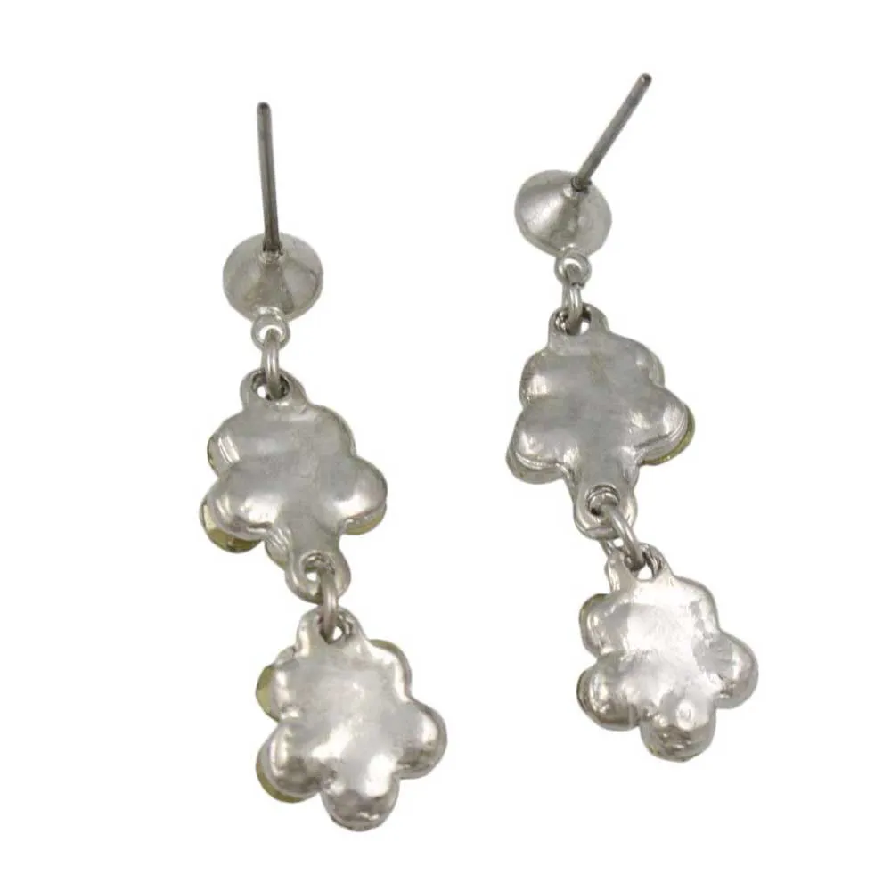 Two Aurora Borealis Crystal Dangling Daisies Pierced Earring - RSN328E