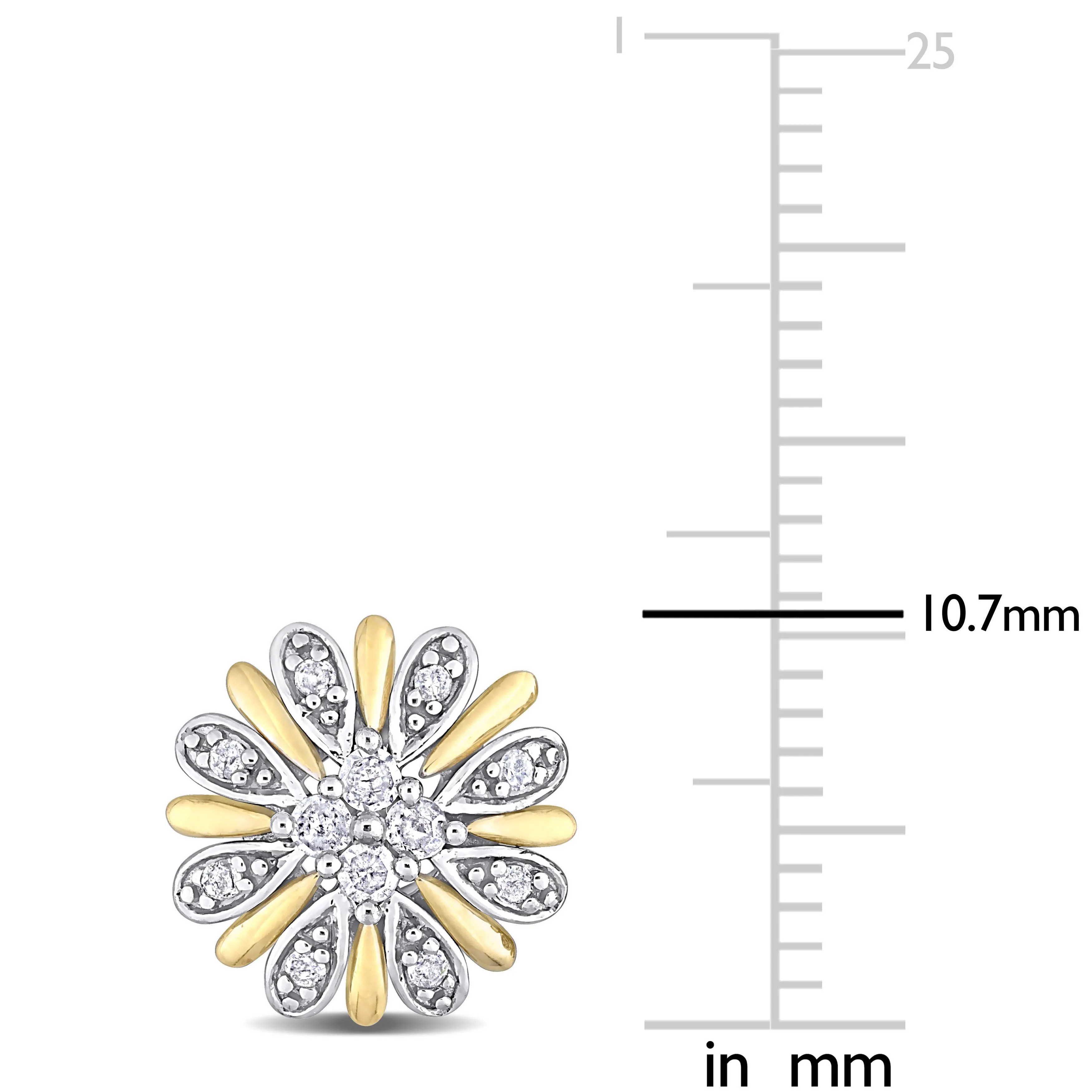 Two-Tone Diamond Floral Stud Earrings