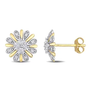 Two-Tone Diamond Floral Stud Earrings