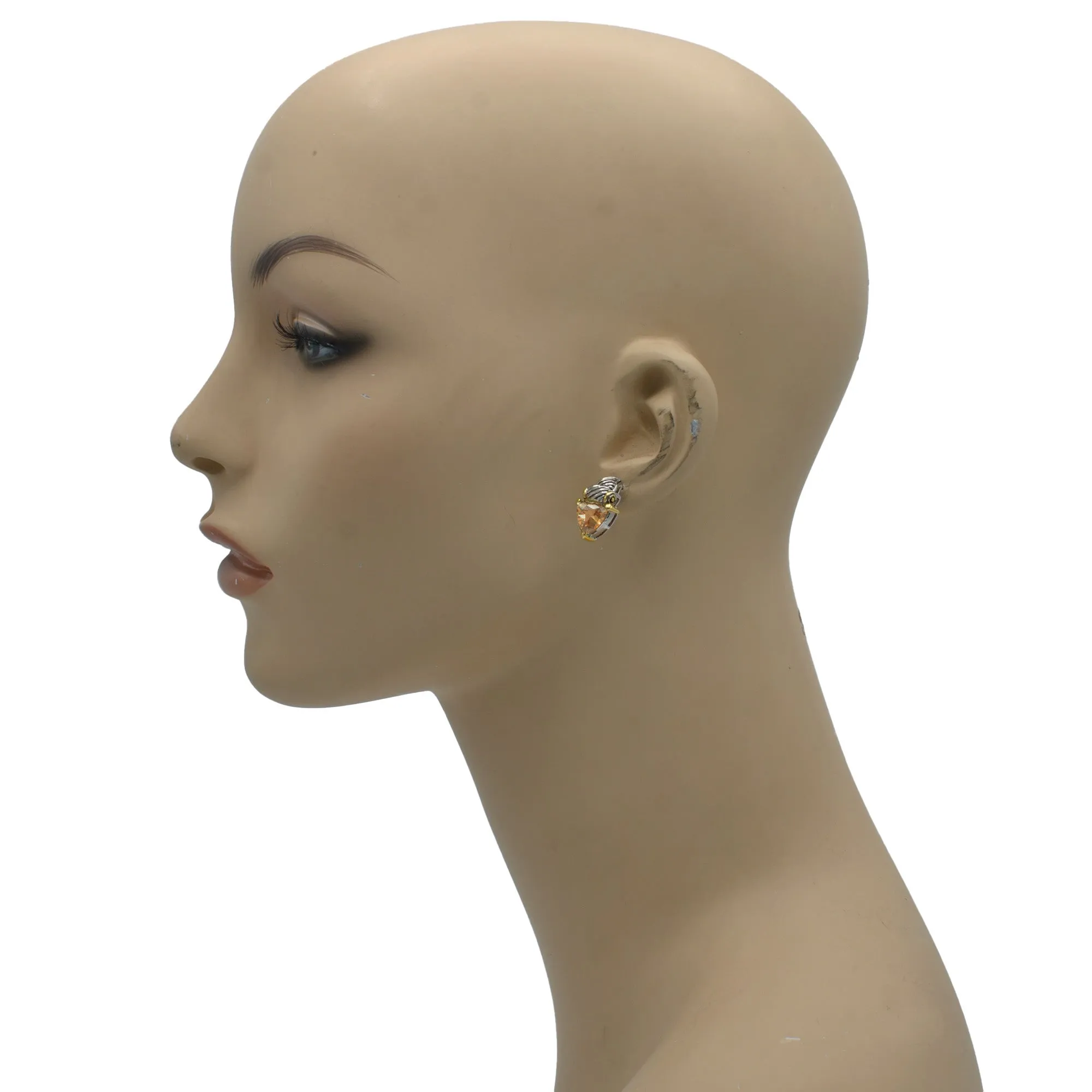 TWO TONE LIGHT TOPAZ CRYSTAL CLASSIC STUD EARRINGS # 4110ER-TT-LT.C.T(FC13)