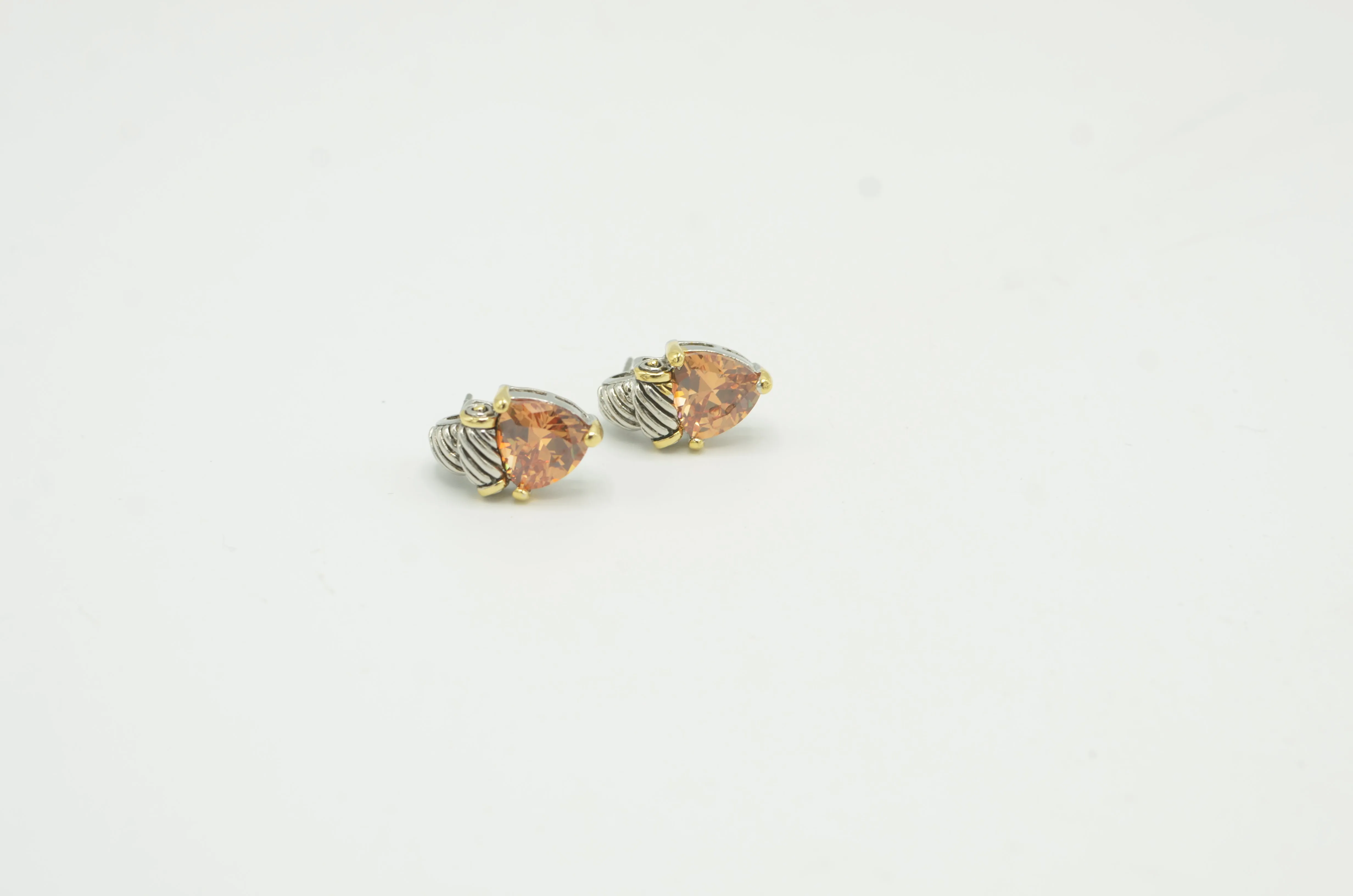 TWO TONE LIGHT TOPAZ CRYSTAL CLASSIC STUD EARRINGS # 4110ER-TT-LT.C.T(FC13)