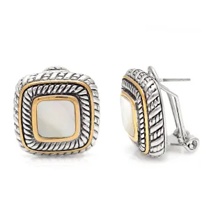 TWO TONE MOTHER OF PEARL EARRINGS #43014ER-MOP