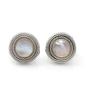 TWO TONE MOTHER OF PEARL  POST EARRINGS #73010ER-MOP