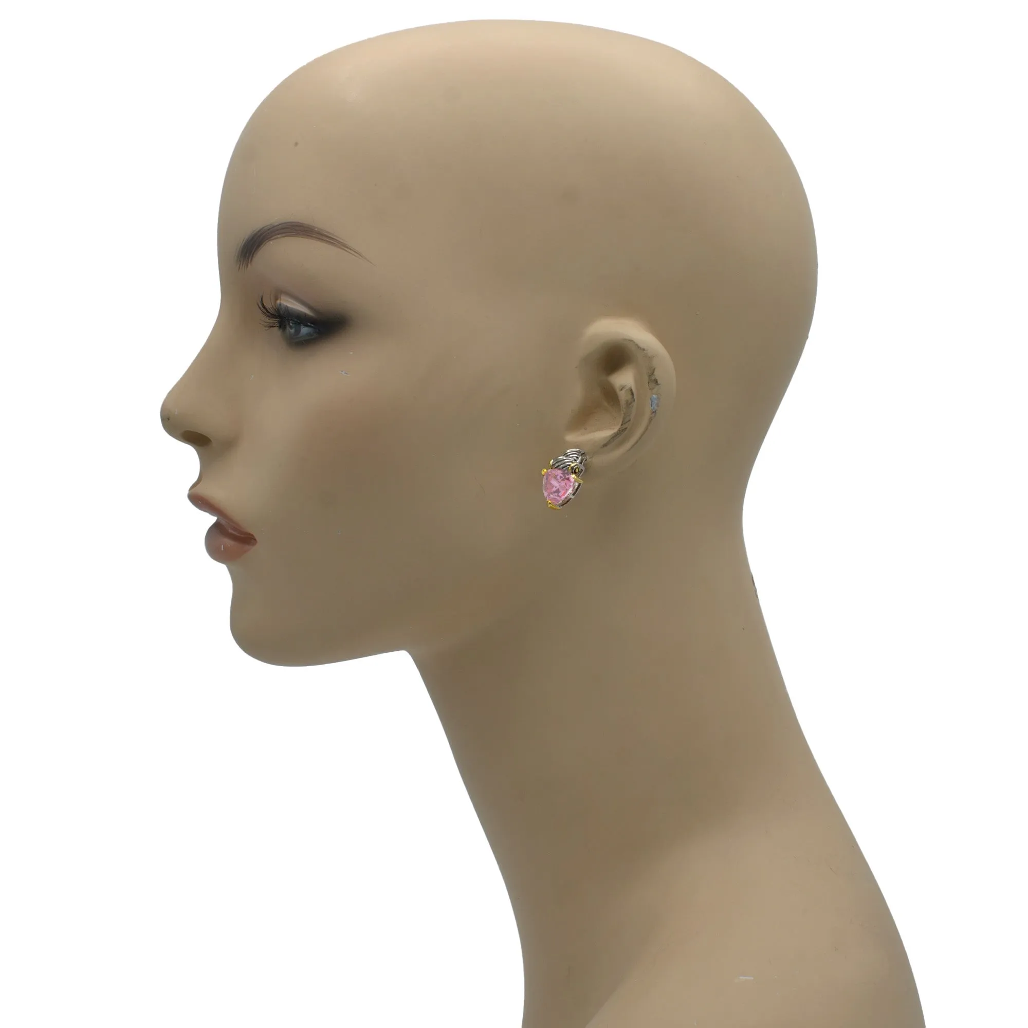 TWO TONE ROSE CRYSTAL CLASSIC STUD EARRINGS #4110ER-RO.    FD15