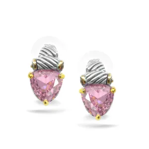 TWO TONE ROSE CRYSTAL CLASSIC STUD EARRINGS #4110ER-RO.    FD15