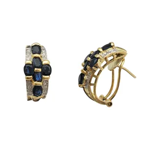 Two-Tone Sapphire & Diamond Omega-Back Earrings (14K)