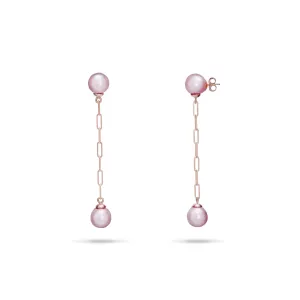 Ultraviolet Freshwater Pearl Paperclip Chain Earrings in Rose Gold - 9-10mm