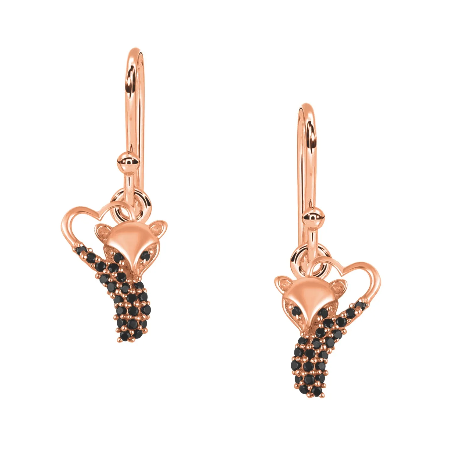 Unique Back Spinel Fox Earrings For Women Animal Dangle Earrings 925 Sterling Silver Earrings