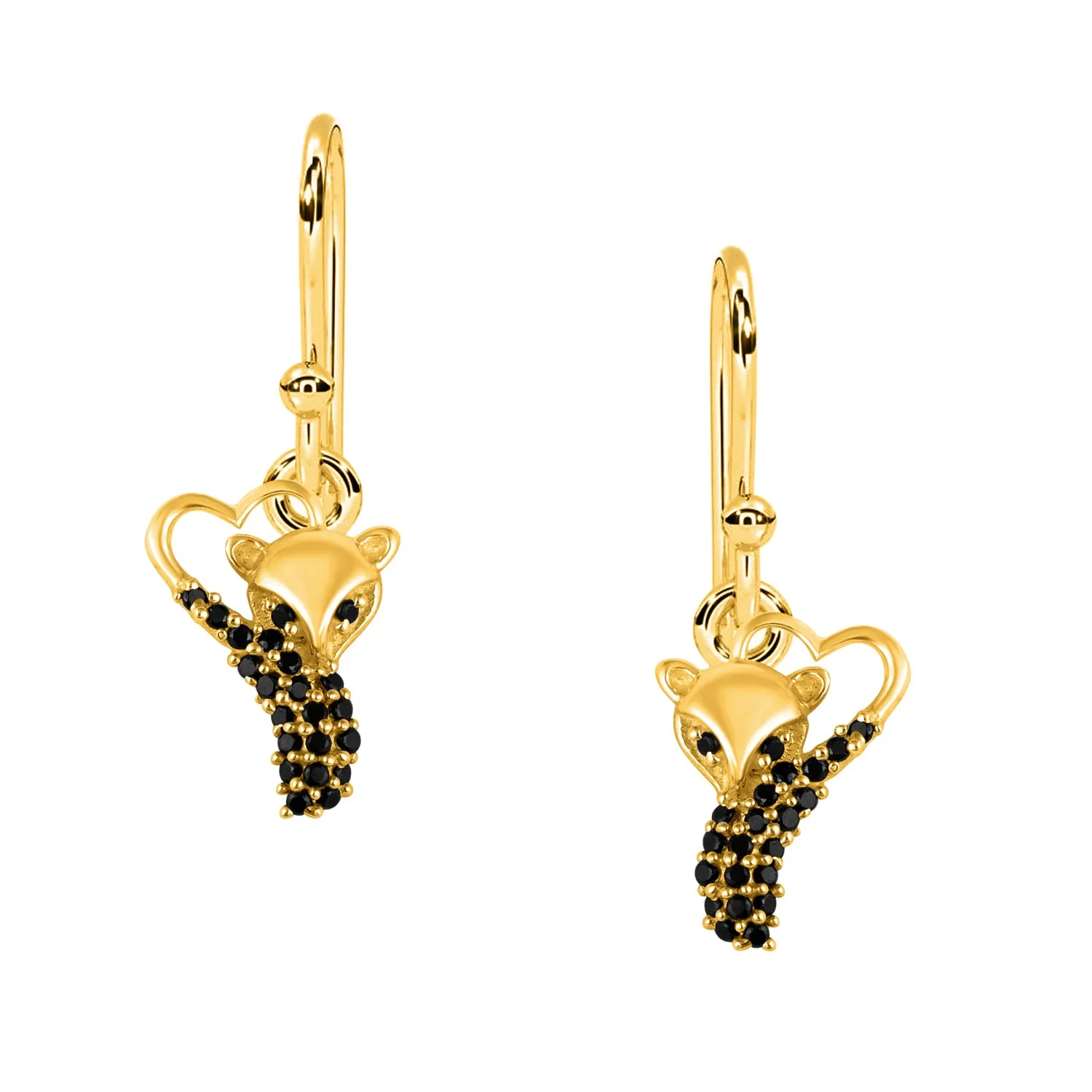 Unique Back Spinel Fox Earrings For Women Animal Dangle Earrings 925 Sterling Silver Earrings