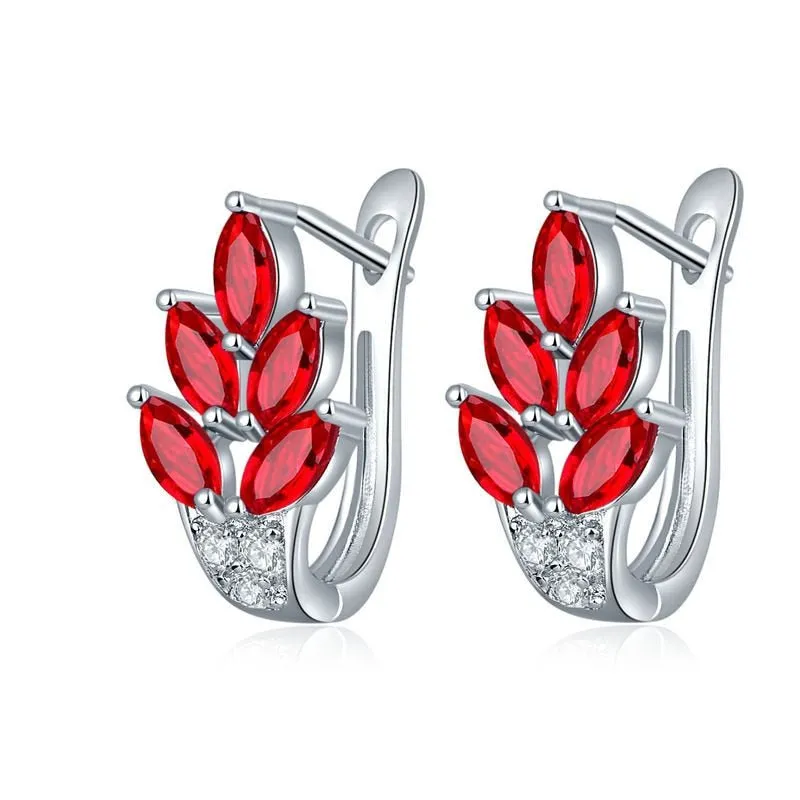 Unique Red Ruby Stud Earrings for Women Anniverssary Jewelry