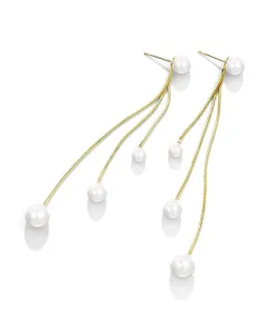 Unique Three Tassels Pearl Earrings