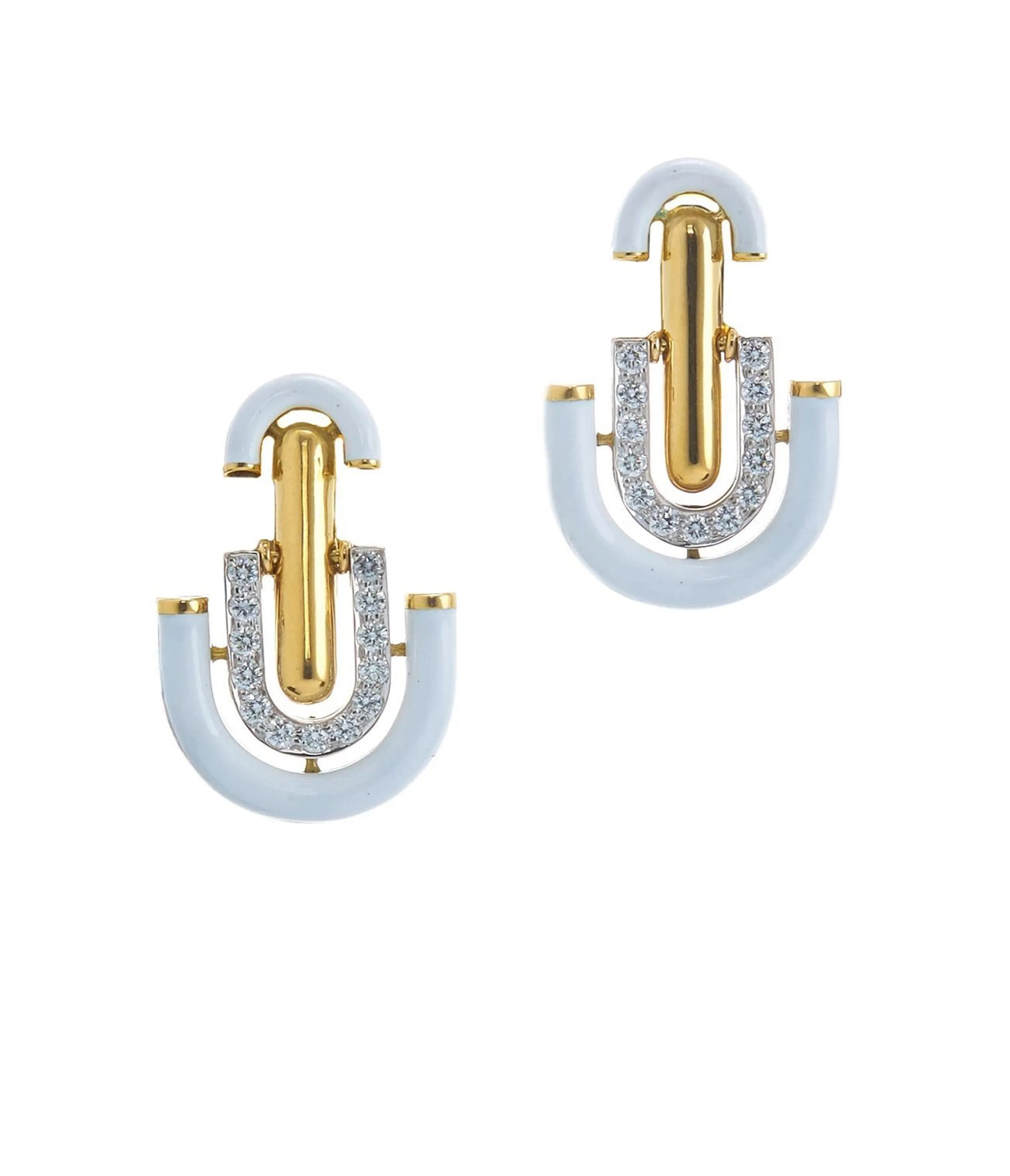 Unity Earrings, White Enamel
