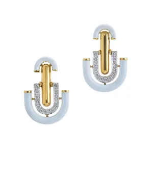 Unity Earrings, White Enamel