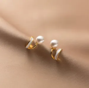V shape Pearl Stud earrings-EOS010
