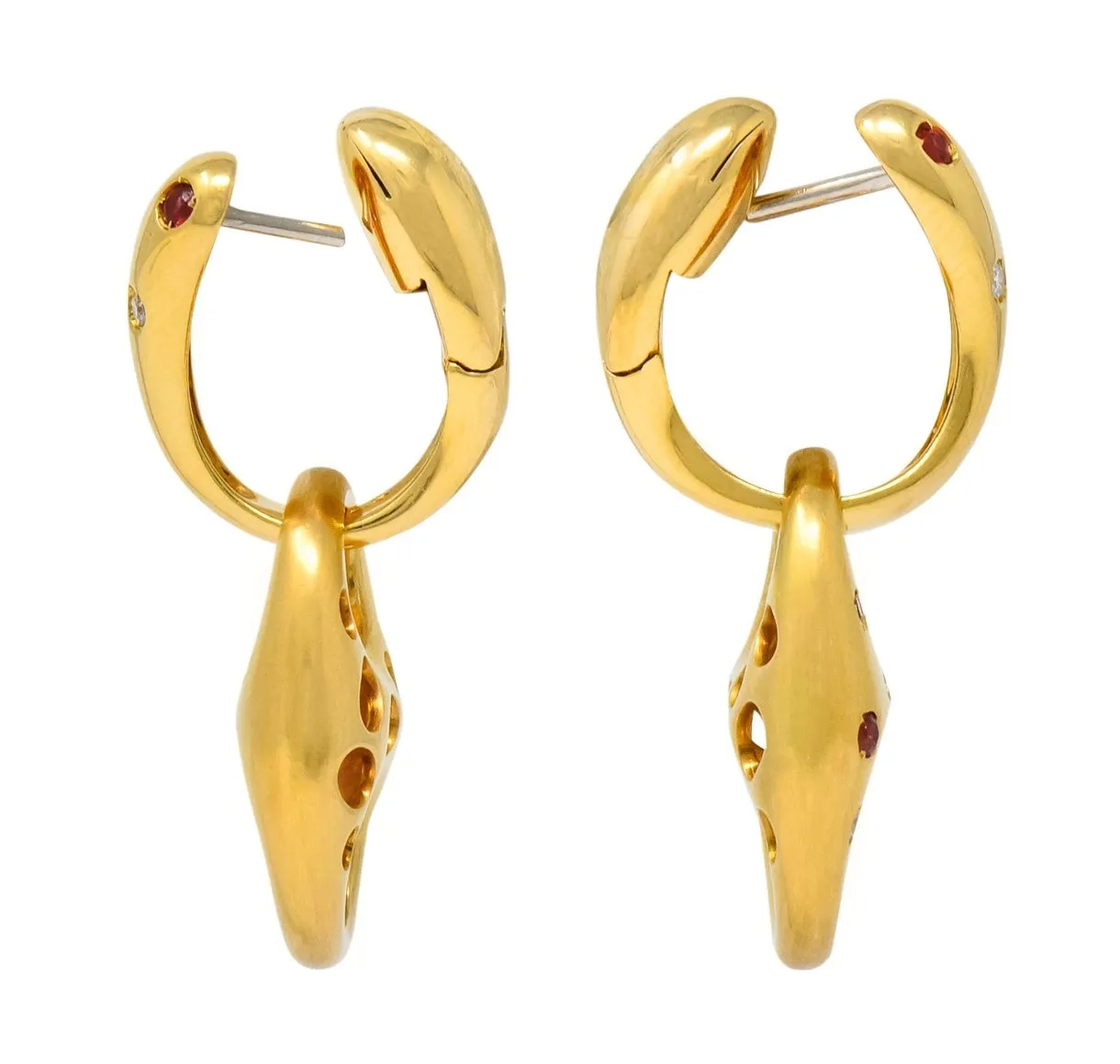 Valente Milano Diamond Ruby 18 Karat Gold Italian Earrings