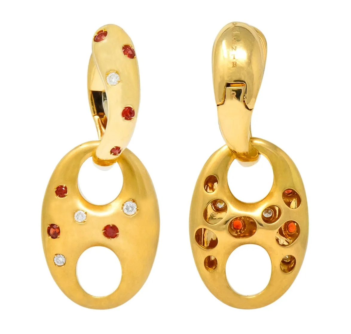 Valente Milano Diamond Ruby 18 Karat Gold Italian Earrings