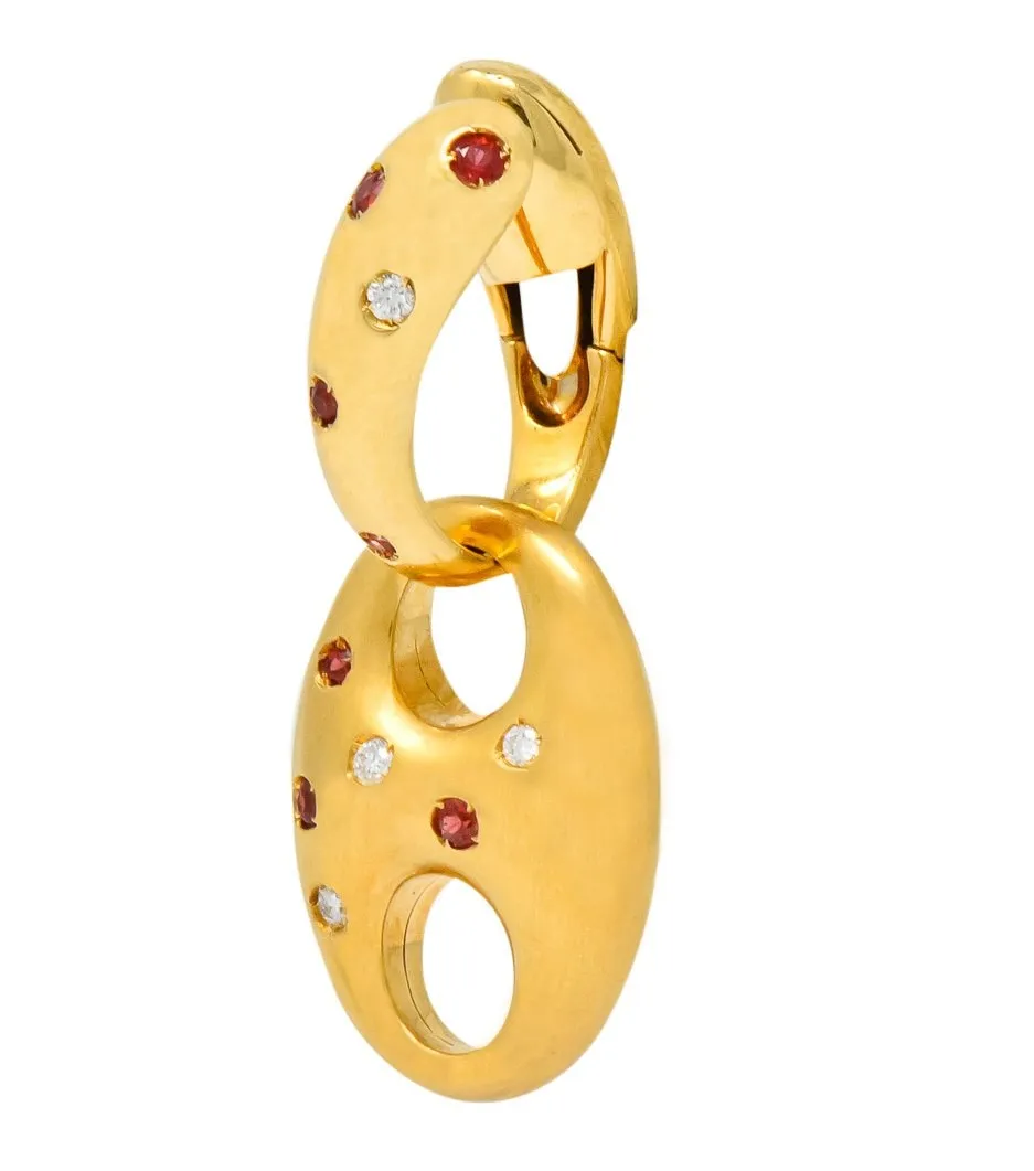 Valente Milano Diamond Ruby 18 Karat Gold Italian Earrings