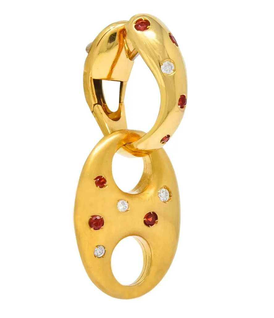 Valente Milano Diamond Ruby 18 Karat Gold Italian Earrings