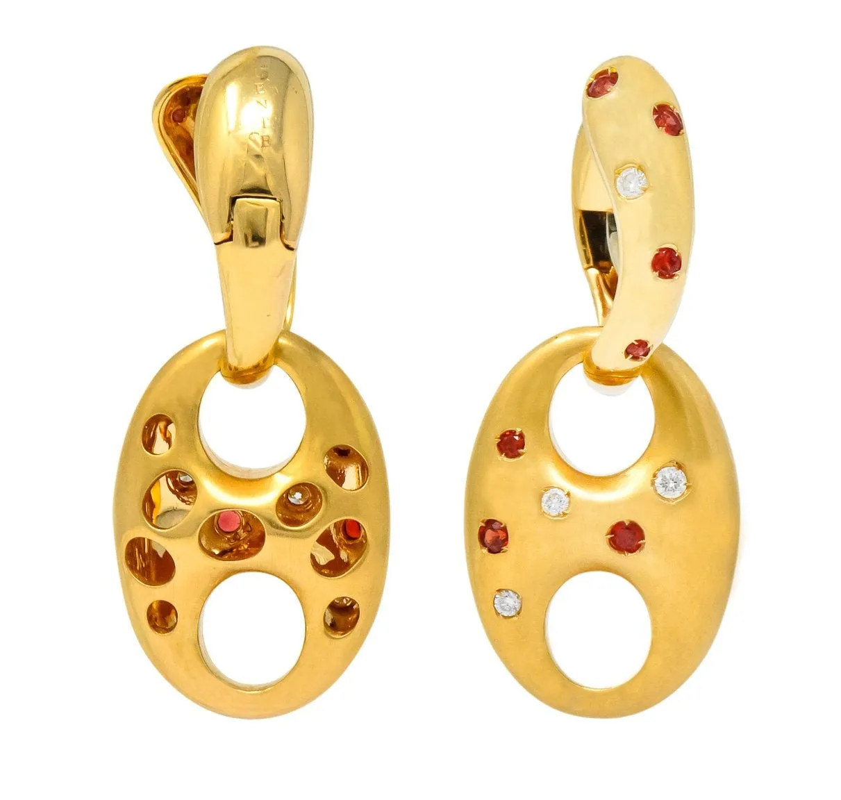 Valente Milano Diamond Ruby 18 Karat Gold Italian Earrings